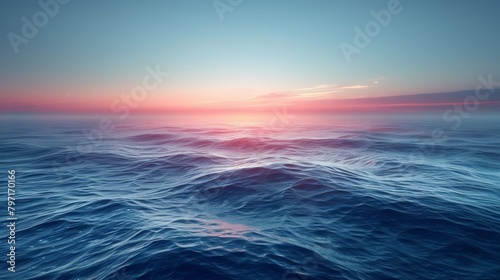 Tranquil seascape with warm sunset colors reflecting on gentle waves