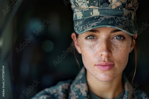 Woman serving in military army women soldier young conscription volunteer patriot defense service confident country protection honor security training warrior frontline