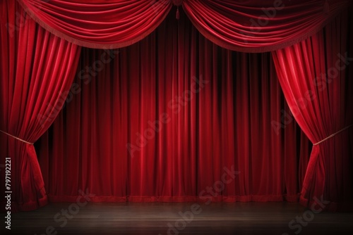 Red theater curtain backgrounds stage red.