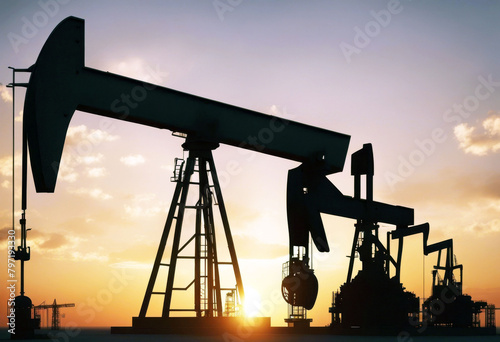 'rigs drill jacks pump background 3d production petroleum industry oil crude sunset silhouette field derricks drilling pumps concept drop prices market war price saudi opec derrick economy'