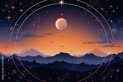 Celestial Zodiac Constellation Gradients Star Gazing Guidebook Cover Design.