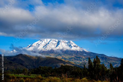 Chimborazo, volcán mas alto del Ecuador, hermosa vista desde la carretera 