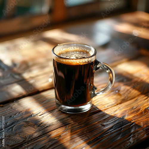 Kopi tubruk cup on wood table with Kona singleorigin coffee