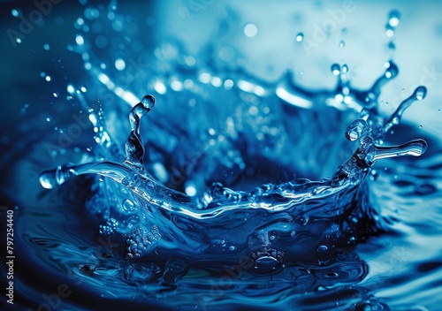 Dynamic Water Splash on Blue Background