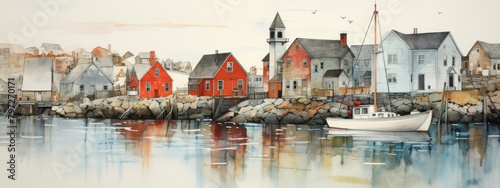 watercolor on textured paper whimsy sparse motif in rockport