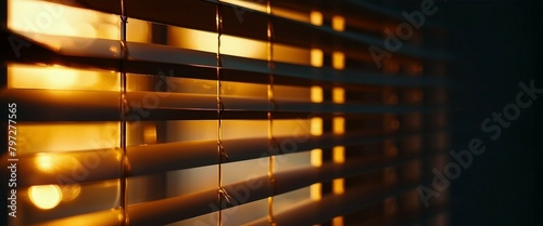 Abstract Glowing Lights on Wooden Window Blinds Texture