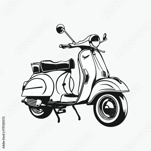 vespa vector hawthrone illustration black and white logo