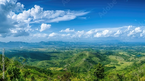 a whole view of Cuba from santiago to pinar del rio from stratosphere, blue sky, sttelite view 