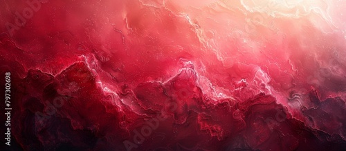 Detailed view of an artwork showing vibrant red and deep black hues, creating a striking visual impact