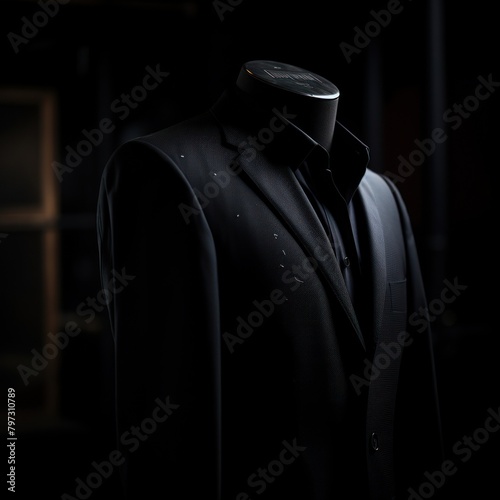 a black suit with a black collar