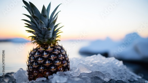 a pineapple on ice