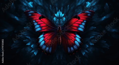 a red and blue butterfly