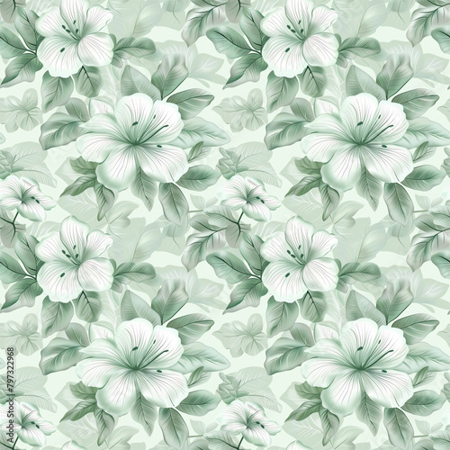 Floral green color, form natural, seamless fabric pattern.