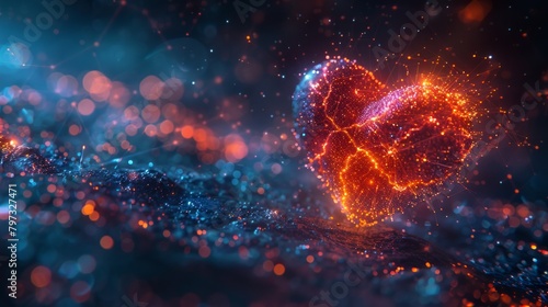 A mesmerizing abstract heart-shaped object emanating a glow, inviting viewers to immerse in its dreamlike beauty.