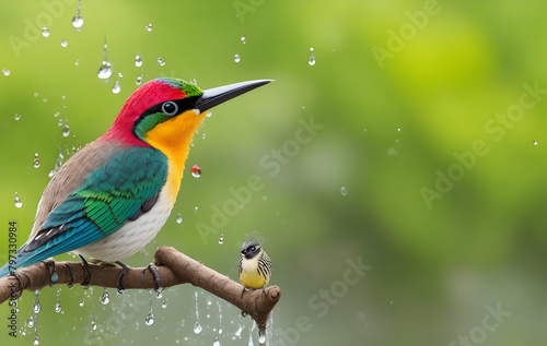 A colorful bird with beautiful natural place