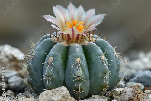 The small and round peyote cactus, which causes hallucinations, grows in the desert in Mexico.