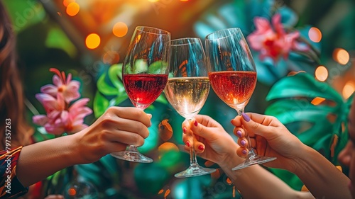 Wine tasting among friends or wine-related celebrations