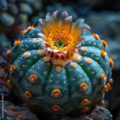 The small and round peyote cactus, which causes hallucinations, grows in the desert in Mexico.
