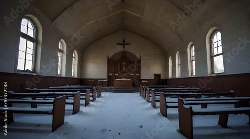 Abandoned Christ Lutheran Church in winter in rural Saskatchewan.generative.ai