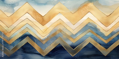 a blue and gold zigzag lines
