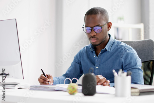 African American Accountant Doing Accounting