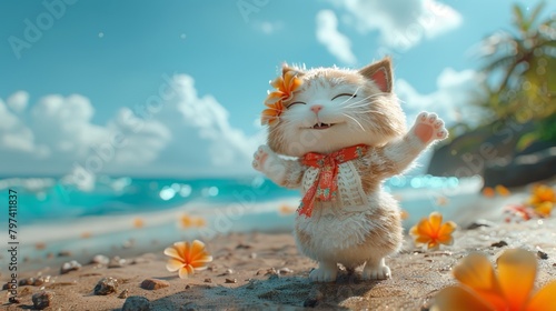 cat on a beach Cat Tropical Serenade A Quintet of Feline Mirth
