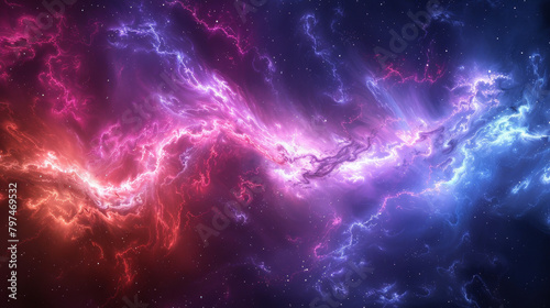 A colorful galaxy with a purple and red line in the middle