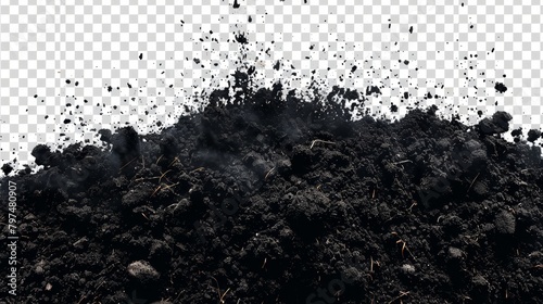 Isolated black soil on transparent background, png for agriculture and gardening designs