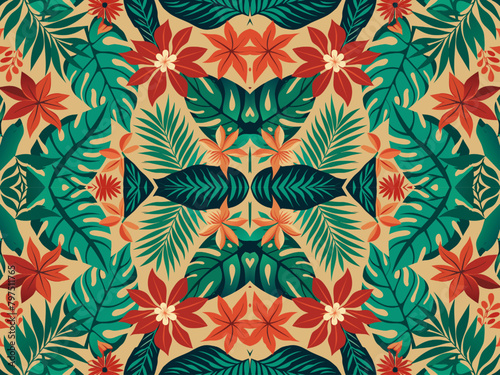 Floral Leaf Seamless Pattern with Vintage Charm