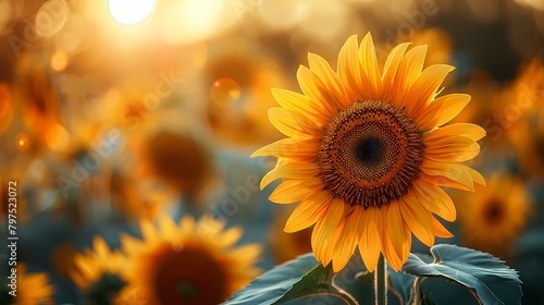 A striking sunflower field, the tall stems and large golden blooms creating a mesmerizing sight