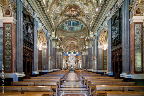 Santuario della Beata Vergine del Santo Rosario di Pompei (Shrine of the Virgin of the Rosary of Pompei) neoclassical styled church in Pompeii, Italy 