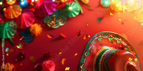 Fiesta banner for Cinco de Mayo celebration. May 5, federal holiday in Mexico. Hispanic style greeting card with sombrero