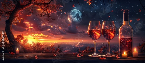 Glasses clink in celebration, echoing the joyous rhythm of hearts intertwined under the moonlit sky. 