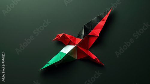 Minimalist Palestinian Flag Origami Dove Symbolizing Peace