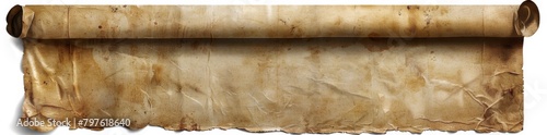 empty ancient scroll isolated on white background with clipping path