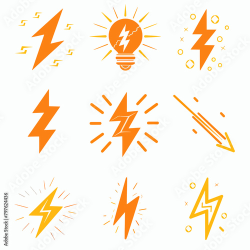 a set of lightning and lightening symbols
