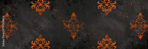 Bold spiced orange damask patterns, evoking a festive and warm aesthetic for any creative project.