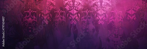 This alluring wallpaper boasts vibrant fuchsia damask designs set upon a deep purple textured canvas.