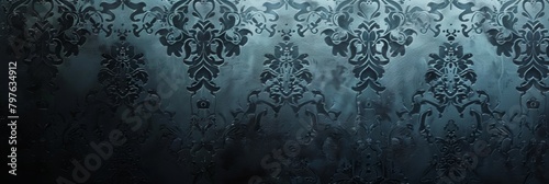 This dark damask pattern exudes the mystique of midnight, suitable for sophisticated ambiance settings.