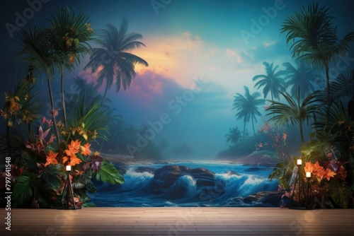 Tropical island outdoors painting nature.