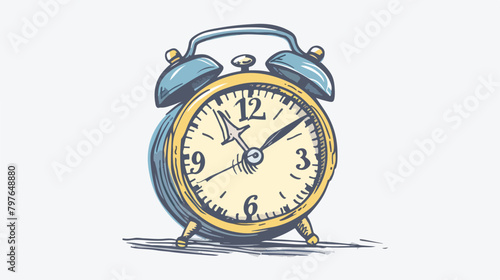 Vector illustration alarm clock rings on white background