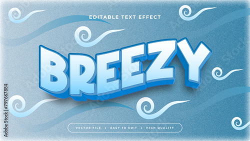 White and blue breezy 3d editable text effect - font style