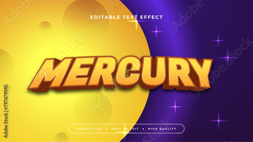 Yellow orange and purple violet mercury 3d editable text effect - font style