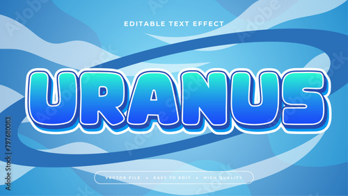 Blue green and white uranus 3d editable text effect - font style