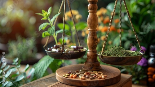 Natural medicine. Balance between alternative and traditional medicine.