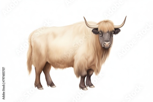 A drawing watercolor Yak A longhaired bovid found in the Himalayan region of South Central Asia