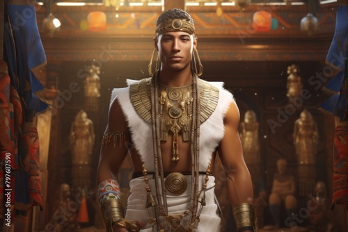 Pharaoh standing in a grand hall necklace accessories accessory.