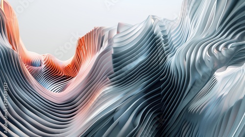 An abstract 3D zigzag structure, moving fluidly in a mesmerizing manner