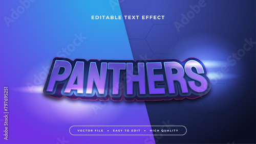 Blue and purple violet panthers 3d editable text effect - font style