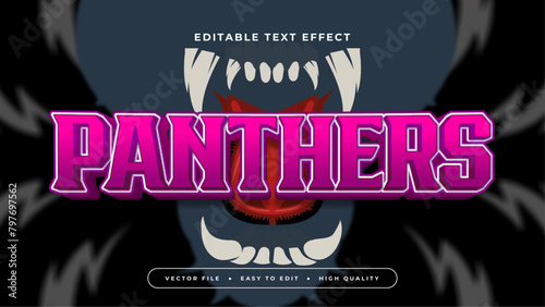 Black blue and purple violet panthers 3d editable text effect - font style